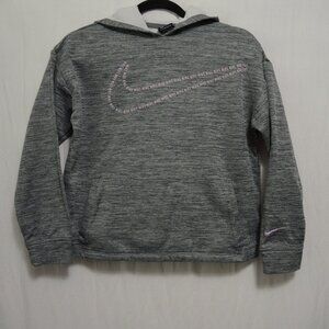 Nike Dri-Fit Cropped Hoodie Sweatshirt Gray with Pink Swoosh Size XL